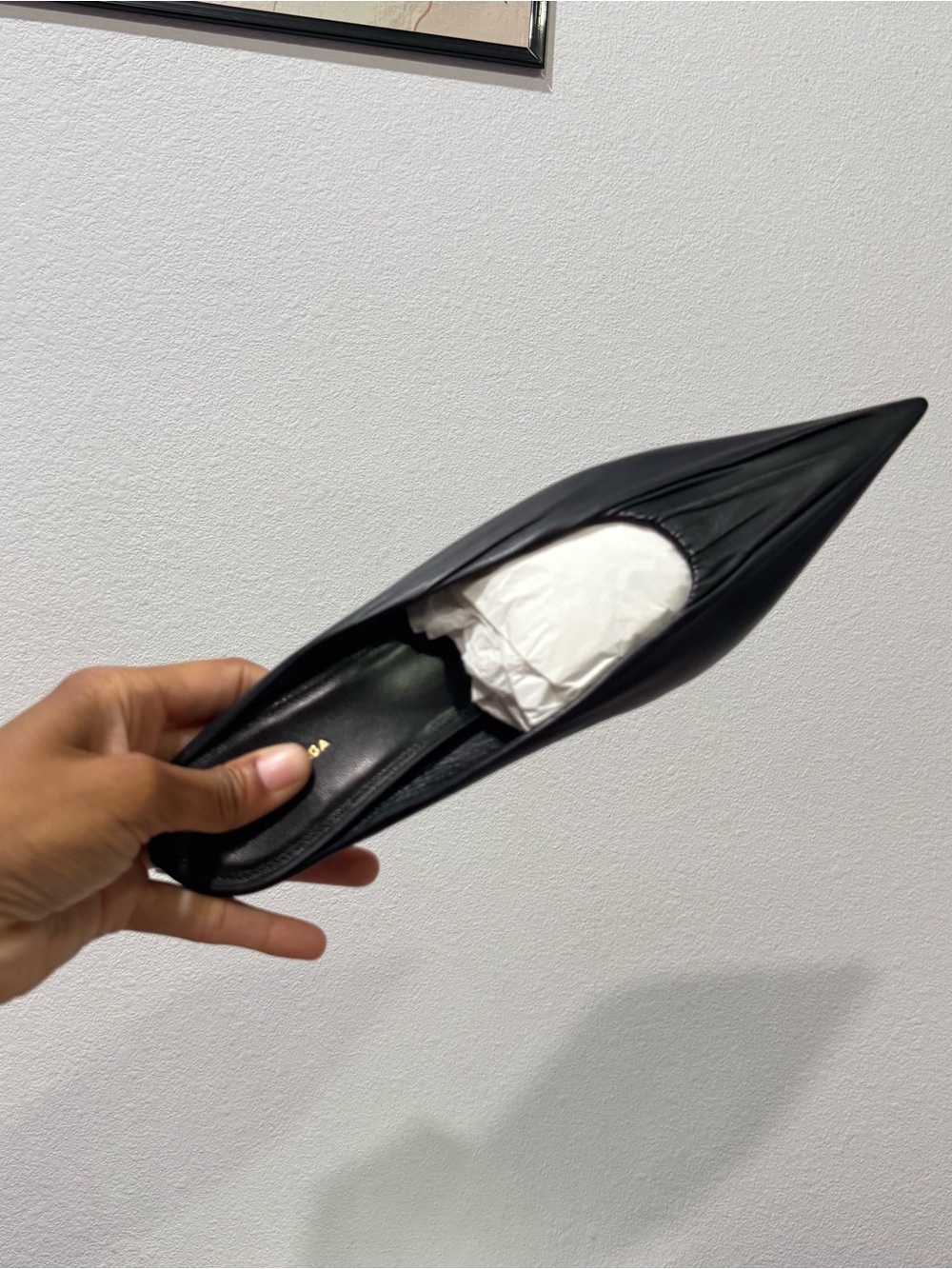 100% AUTH Balenciaga Black Knife Leather Folded-Toe Ballet Kitten Heel - Picture 4 of 9
